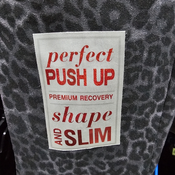 Leopard Print Jeans Curvy Skinny Push Up SHAPE & SLIM Black Gray Grey - Picture 2 of 14